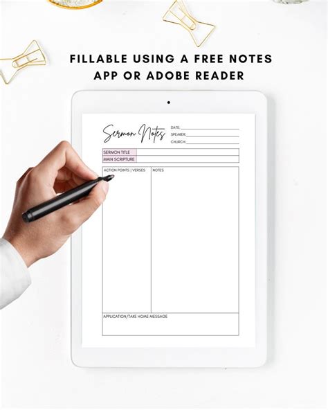 Printable Sermon Notes Sermon Summary Note Christian Planner Etsy