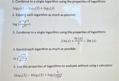 Solved 1 Condense To A Single Logarithm Using The Chegg