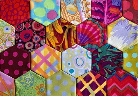 40 X Kaffe Fassett Equator Parakeet Mix Fabric Hexagons Ready Etsy