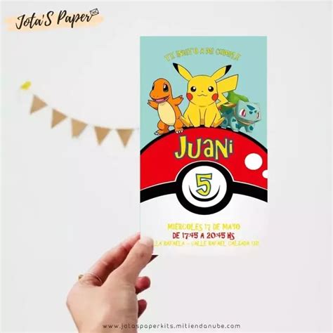 Invitacion Digital Pokemon Jotas Paper Kits