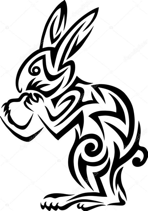 Tribal Bunny Tattoo Rabbit Tribal Tattoo — Stock Vector