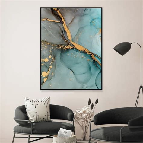 Quadro Decorativo Abstrato Azul Fluido Elo Produtos Especiais