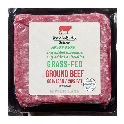 Marketside Butcher Grass Fed Ground Beef 80 Lean 20 Fat 1 Lb