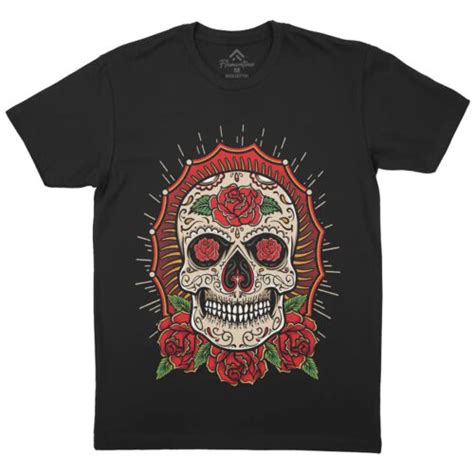 Sugar Skull Mens T Shirt Horror Calavera Mexican Day Of The Dead Muerte