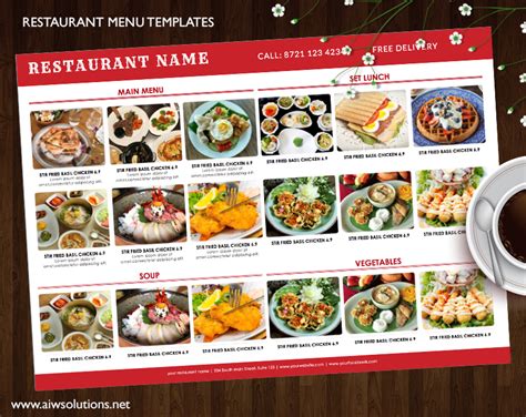 Printable Restaurant Menu Template - aiwsolutions