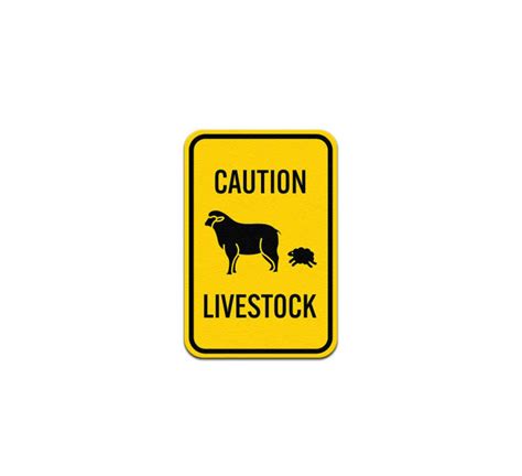 Caution Livestock Sheep And Lamb Symbol Aluminum Sign Non Reflective