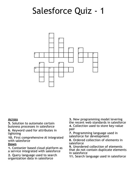 Salesforce Quiz 1 Crossword WordMint