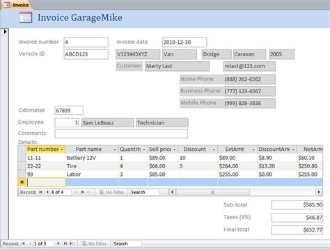 Access Invoice Template | invoice example