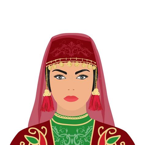 Vector Portrait Of A Turk Woman In Festive National Clothes