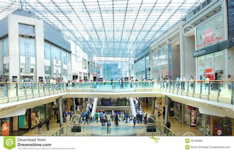 Shopping Mall Interior Glass Ceilings Bright Well Lit Centro Comercial Centro