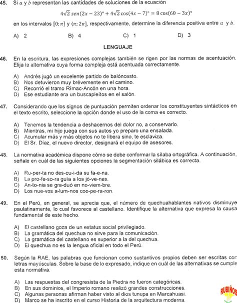 Examen San Marcos Rea C Solucionario Prueba Admisi N