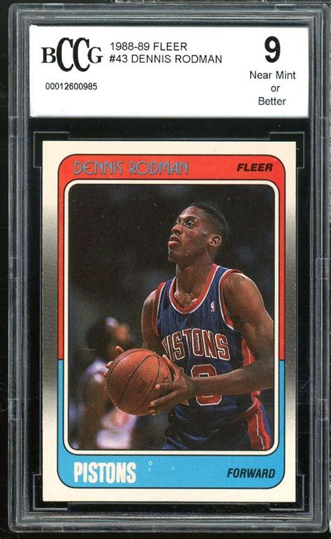 Amazon 1988 89 Fleer 43 Dennis Rodman Rookie Card BGS BCCG 9 Near