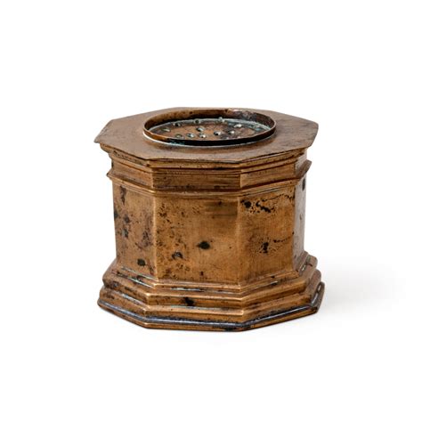 English Brass Pounce Pot And Inkwell 18th Century The William K Du Pont Collection