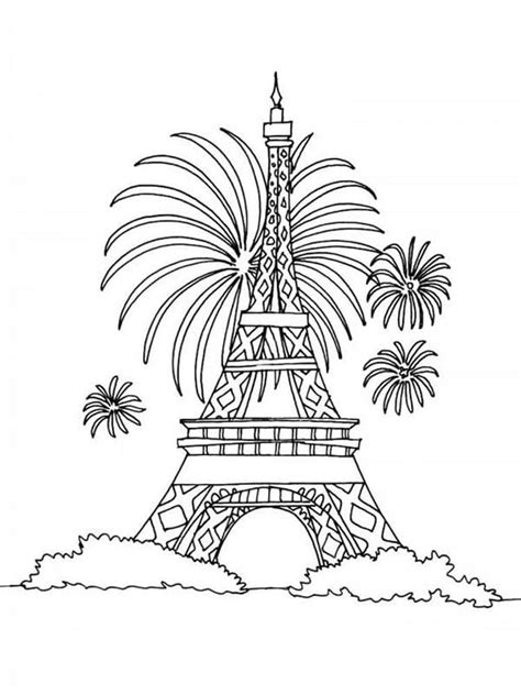 Coloriage Tour Eiffel Et Feu D Artifice T L Charger Et Imprimer