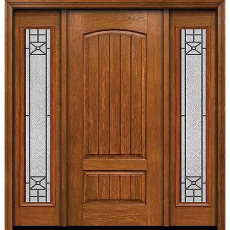 Eswda X Exterior Cherry Plank Two Panel Single Entry Door