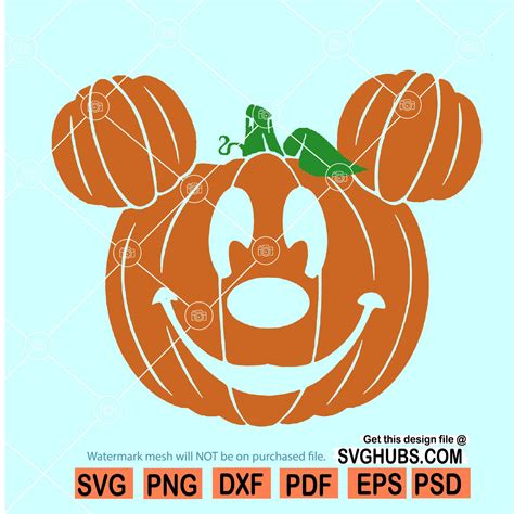 Pumpkin Mickey Halloween SVG Mickey Mouse Face Svg Halloween Svg