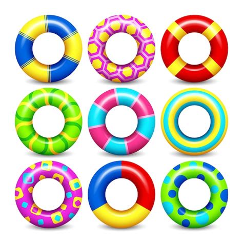 Premium Vector Colorful Rubber Swim Rings Vector Set For Water