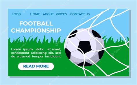 Premium Vector Landing For Sport Championship Page With Ball In The Goal Football Vector