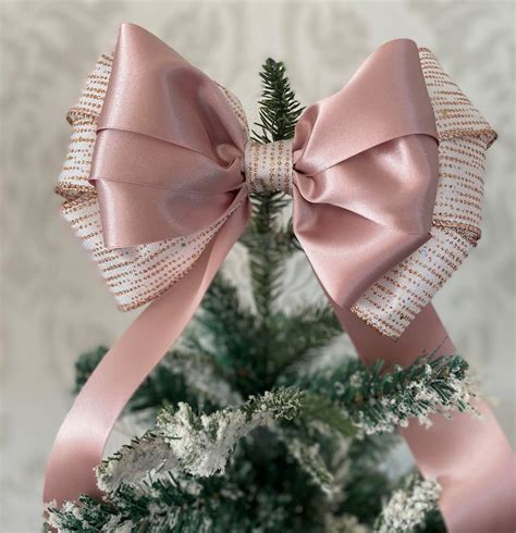 Rose Gold Christmas Tree Bows Tree Bow Tree Etsy