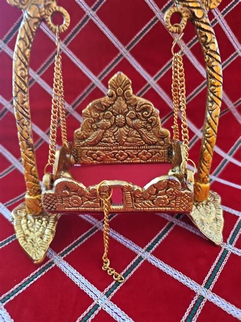 Golden Metal Nand Laddu Gopal Swing Palana Krishna Jhula Ebay