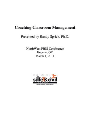 Fillable Online Pbisnetwork Coaching Classroom Management Reproducible