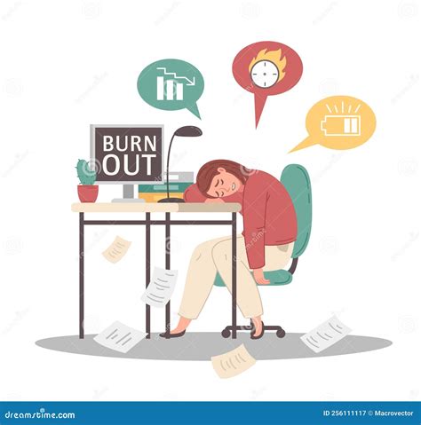 Professional Burnout Syndrome Exhausted Tired Female Manager In Office