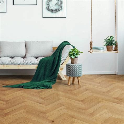 Liberty Floors Herringbone Parquet 14mm X 90mm Oak Lacquered Engineered Real Wood Flooring Sku