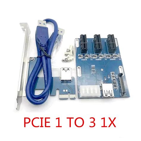 Nowy Niebieski Pcie 1 Do 3 Pci Express 1x Gniazda Karta Rozszerzająca Mini Itx Na Zewnętrzny 3