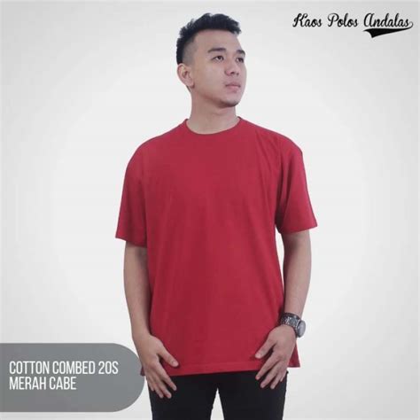 Jual Kaos Polos Cotton Combed 20s Merah Cabe Di Seller Andalasclothing