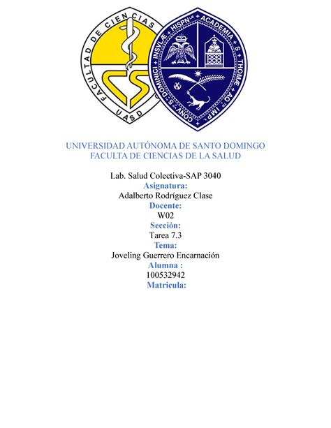 Guia No 7 Lab salud colectiva UNIVERSIDAD AUTÓNOMA DE SANTO DOMINGO