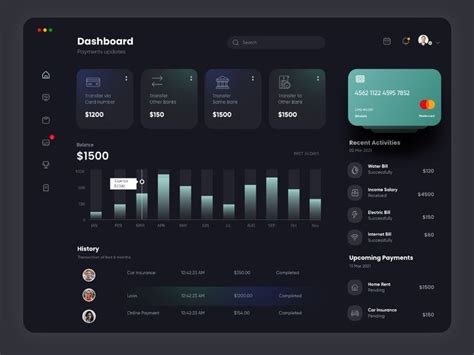 Finance Dashboard Dark theme | Finance dashboard, Dashboard design ...