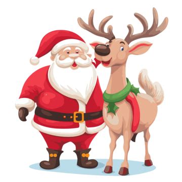 Santa And Rudolph Vector Sticker Clipart Pair Of Santa Clause And A