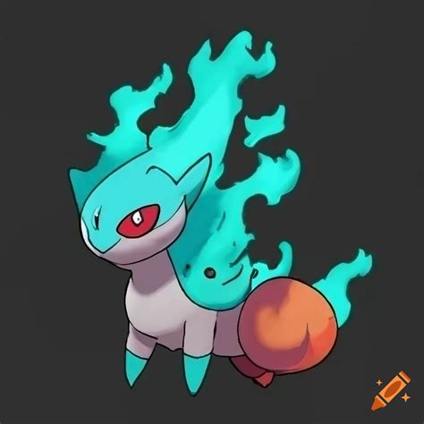 Illustration Of A Turquoise Fire Fakemon On Craiyon