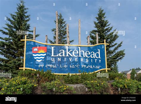 Lakehead University Sign Is Seen At The Campus In Thunder Bay Ontario