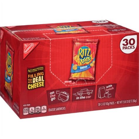 Nabisco Ritz Bits Cheese Cracker Sandwiches 15 Ounce Packs 30 Count