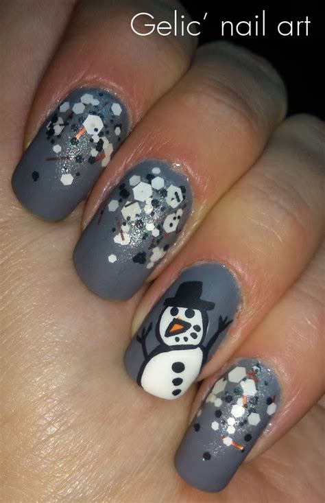 Gelic Nail Art Snowman Nail Art