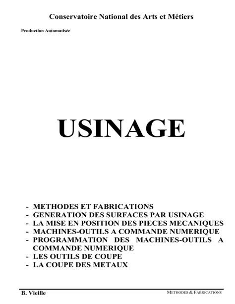 Usinage Simple En Tournage Et Fraisage Pdf G U