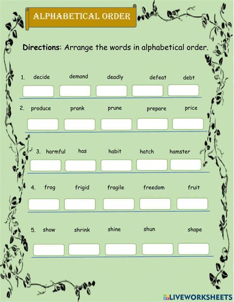 Alphabetical Order Interactive Exercise For Grade 4 Live Worksheets