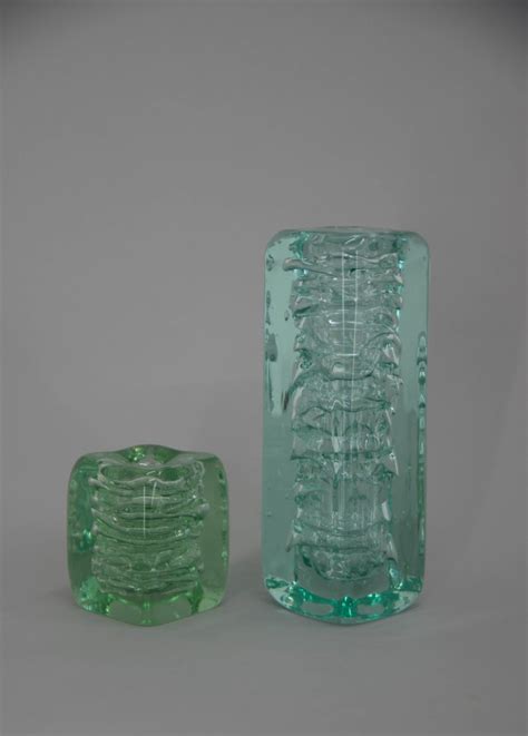 Czechoslovakian Vases In Art Glass By Vizner For Skrdlovice 1970 Set