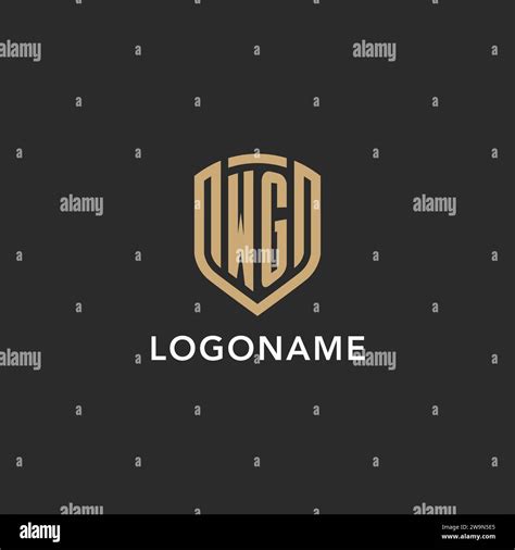 Luxury WG Logo Monogram Shield Shape Monoline Style With Gold Color And