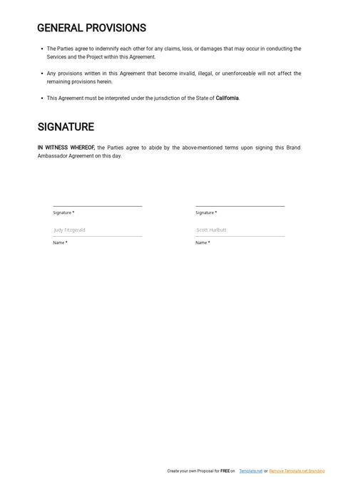 Free Brand Ambassador Agreement Template