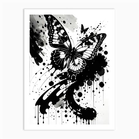 Black And White Butterfly 1 Art Print By Noctarian Fy