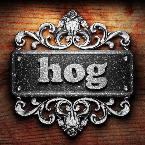 Hog Word Of Iron On Wooden Background Stock Photo At Vecteezy