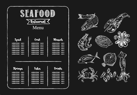 Premium Vector Seafood Restaurant Menu Template Vector