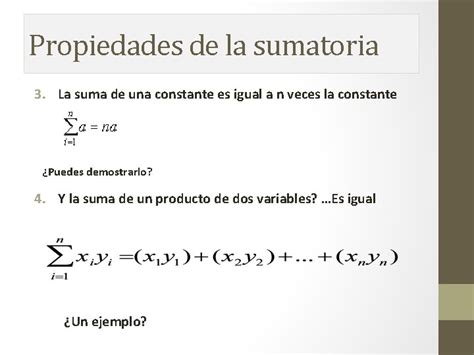 Fundamentacin Matemtica Temas Notacin Sumatoria Propiedades De La