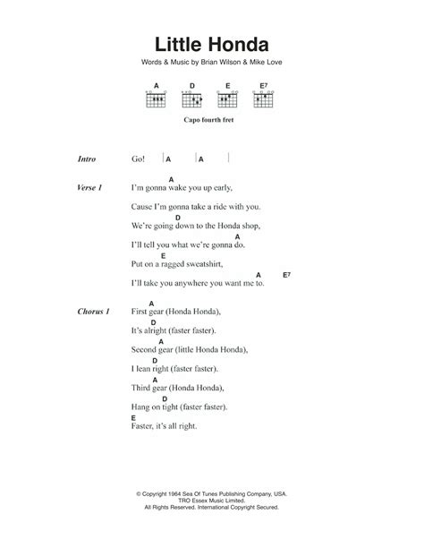 Little Honda by The Beach Boys - Guitar Chords/Lyrics - Guitar Instructor