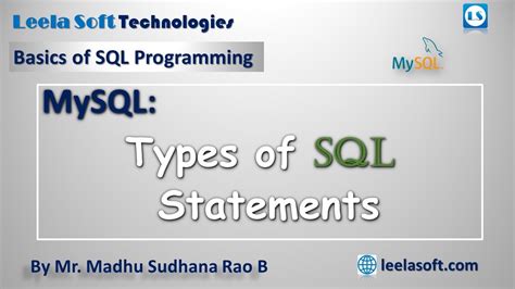 Types Of Sql Commands Types Of Sql Statements Sql For Beginners Leela Soft Technologies