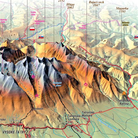 NÁstennÉ Mapy Vysoké Tatry Východ Xl 102x160cm Panoramatická Lamino