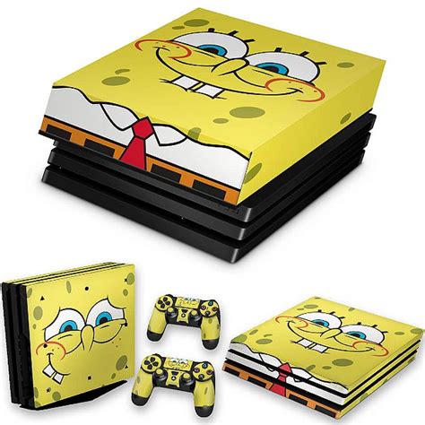 KIT PS4 Pro Skin E Capa Anti Poeira Bob Esponja Pop Arte Skins