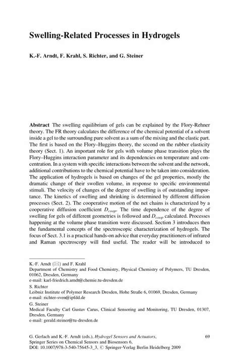 (PDF) [Springer Series on Chemical Sensors and Biosensors] Hydrogel Sensors and Actuators Volume ...